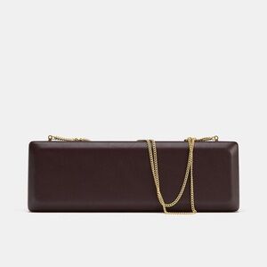 Zara Dark Brown Clutch with Gold Chain